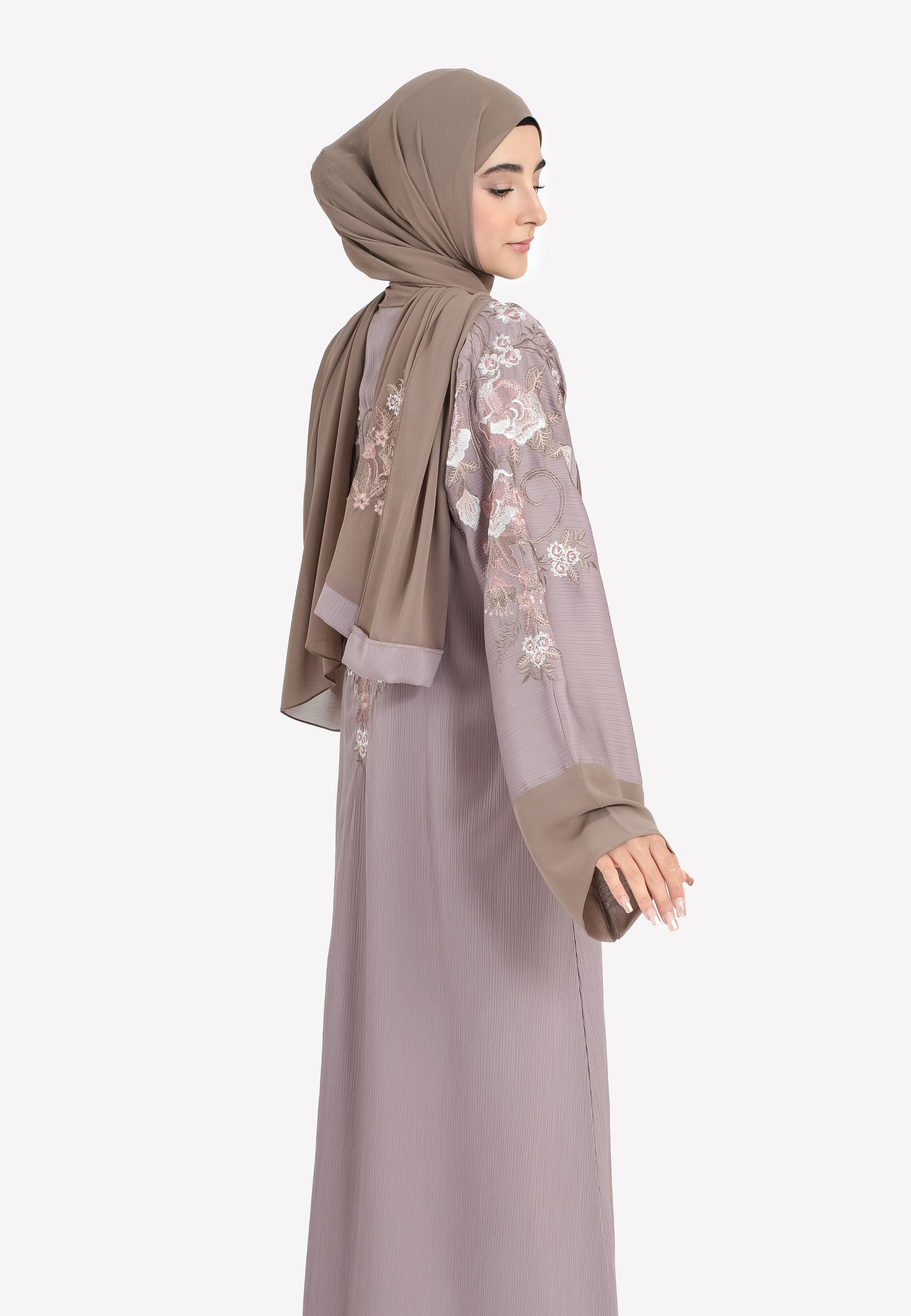 chinese dress ladies Luxury Floral Embroidered Open Abaya