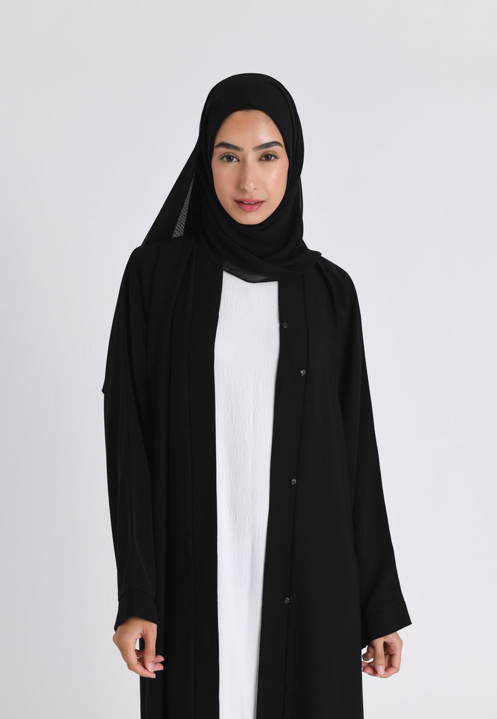 Plain Black Open Abaya (Premium)