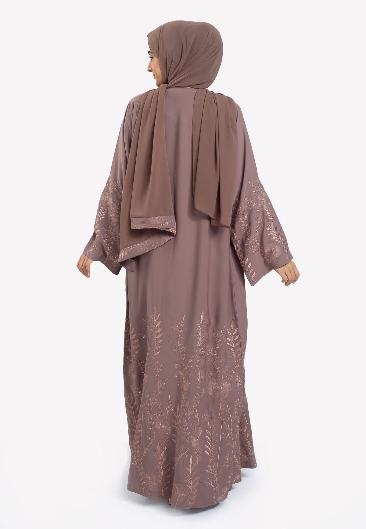 Back - Amira Embroidered Open Abaya
