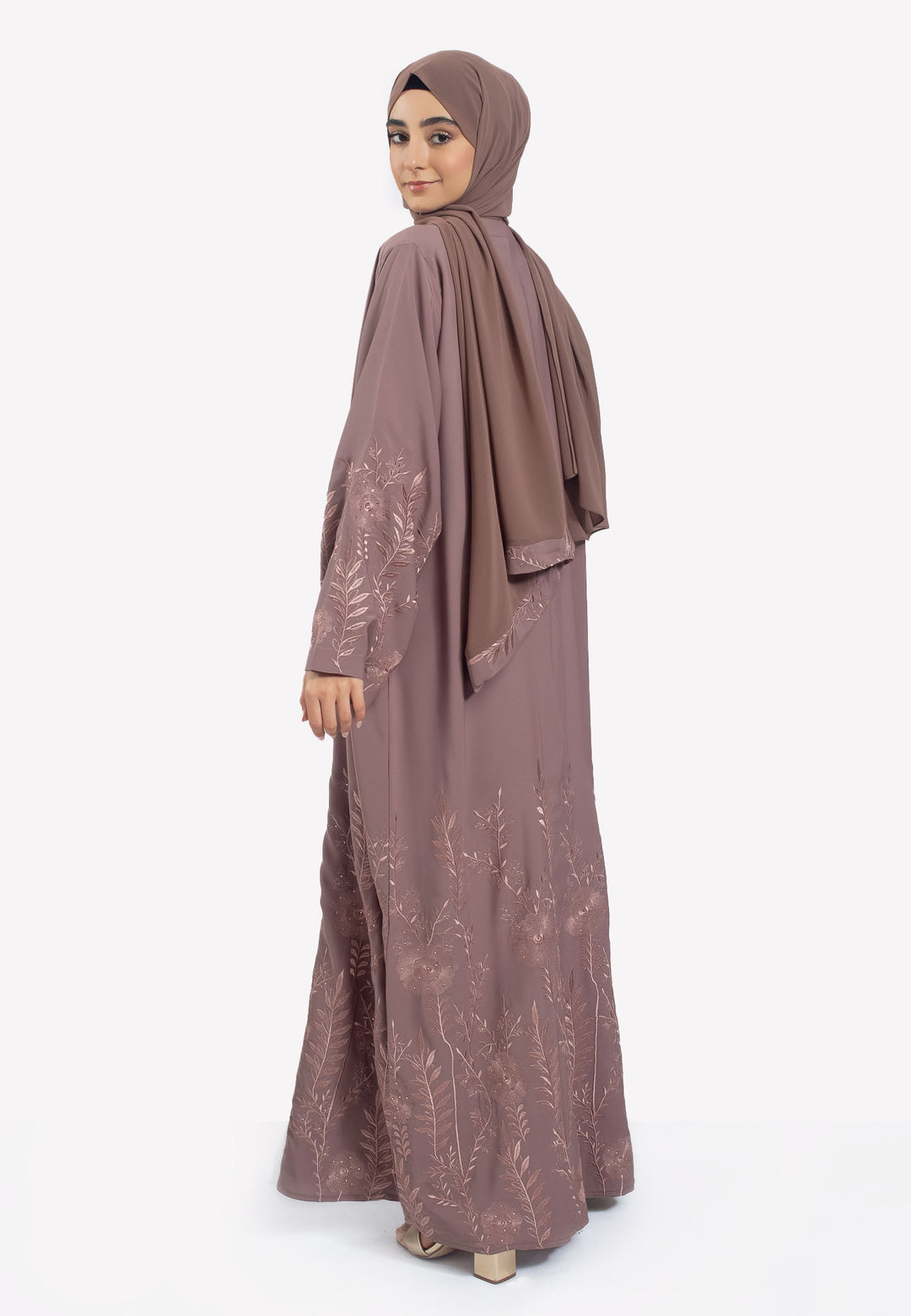 Back - Amira Embroidered Open Abaya