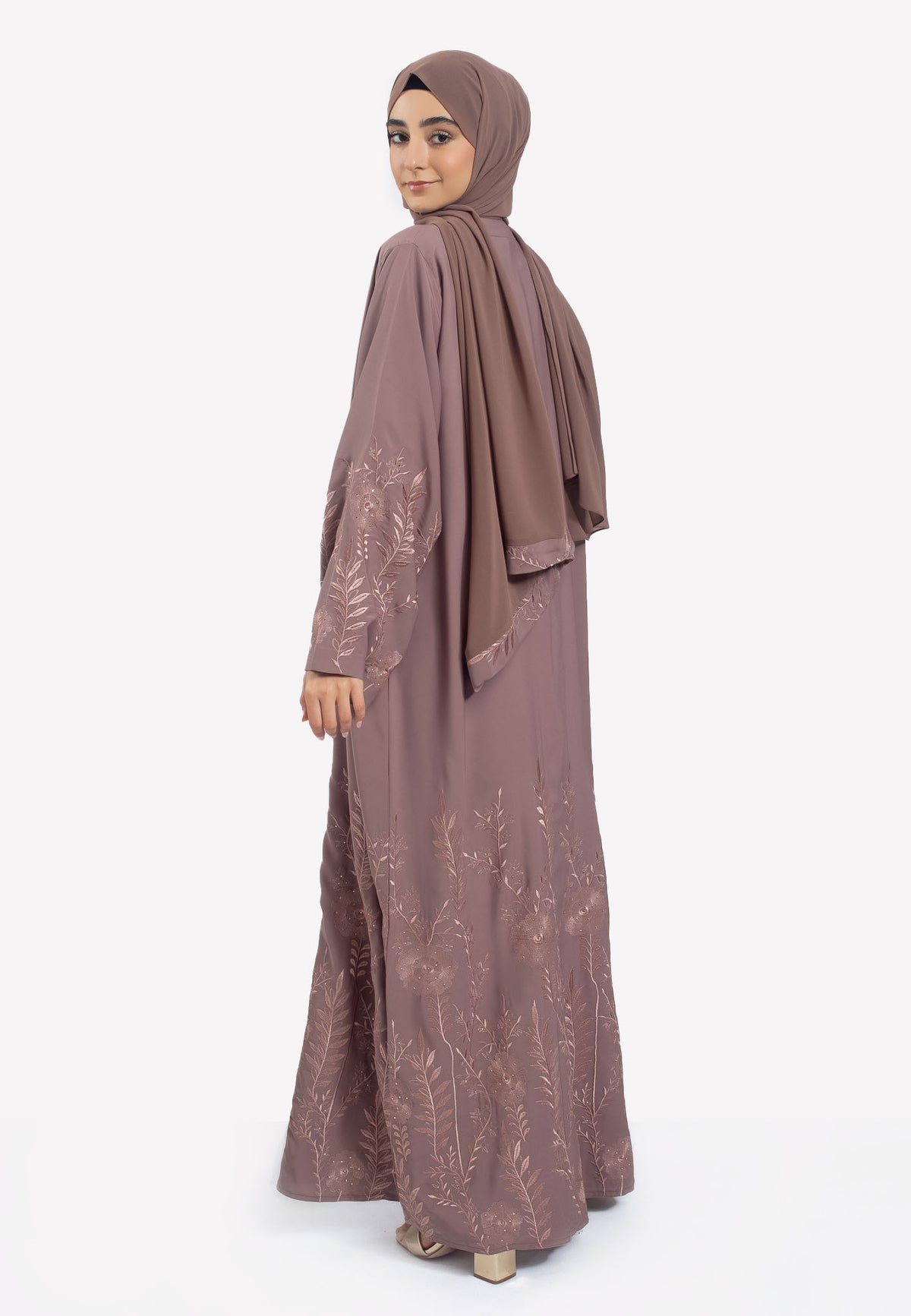Back - Amira Embroidered Open Abaya