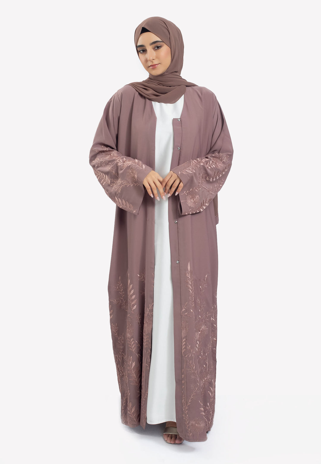 Front Open - Amira Embroidered Open Abaya