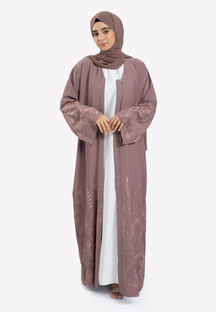 Front Open - Amira Embroidered Open Abaya