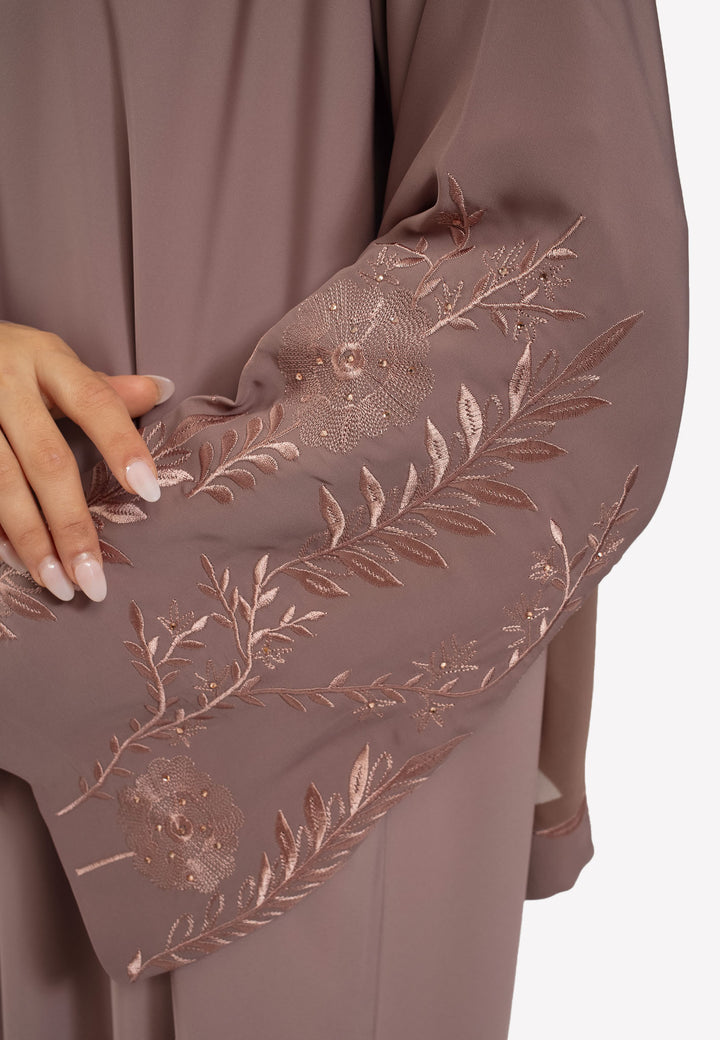 Sleeves Details - Amira Embroidered Open Abaya