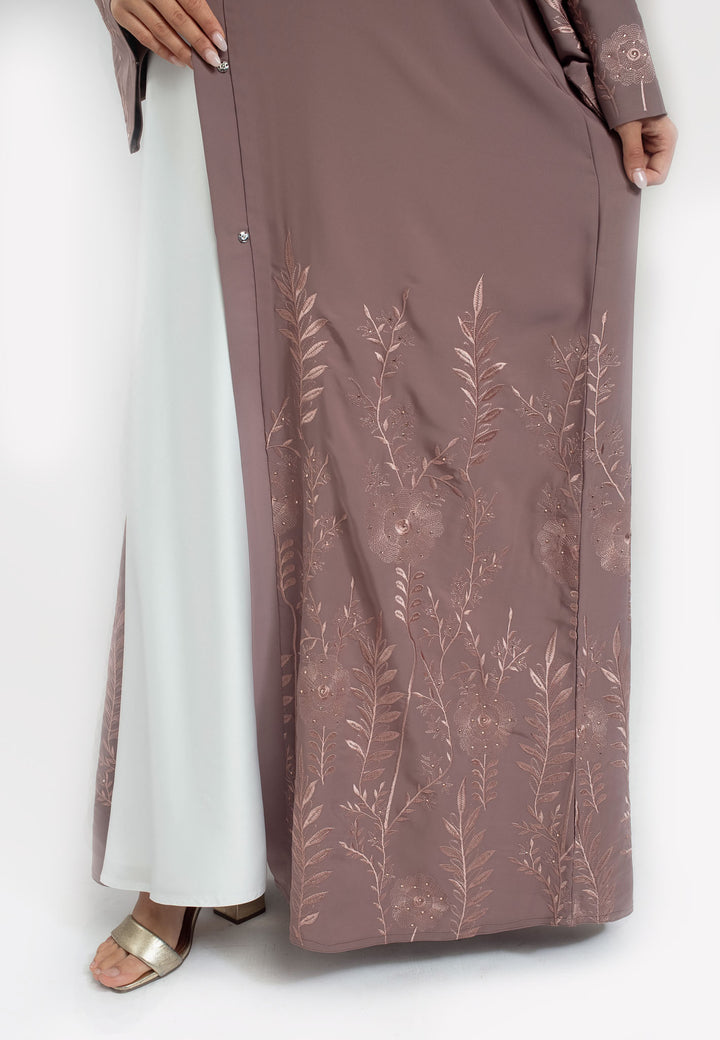Embroidery Details - Amira Embroidered Open Abaya