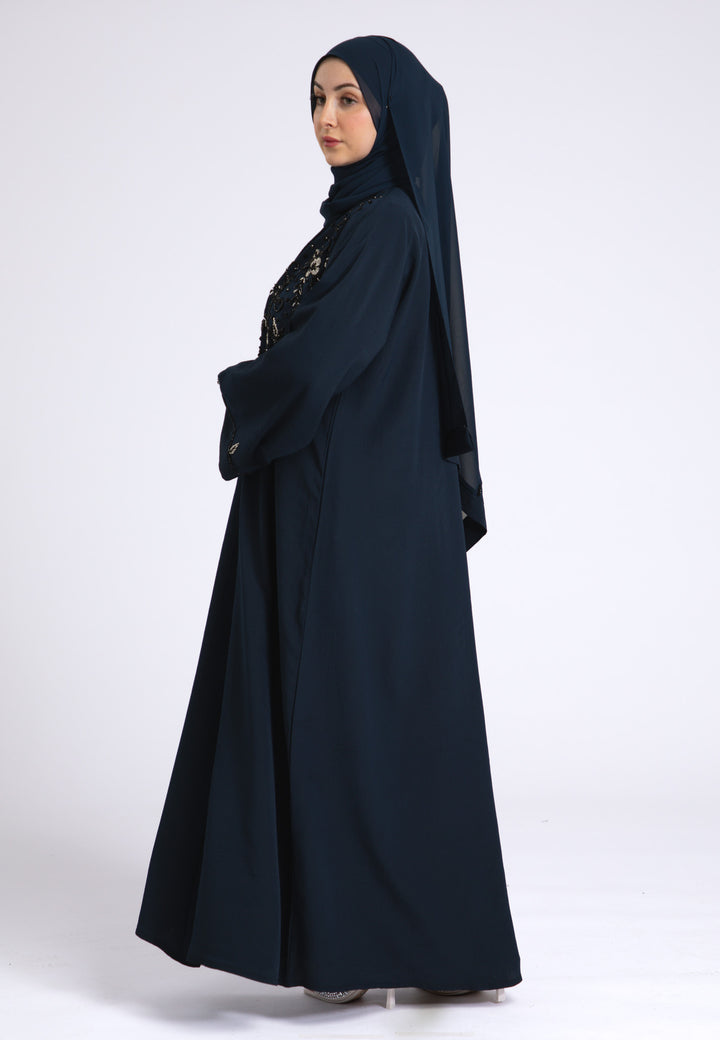 Arabian Night Navy Embellished Open Abaya