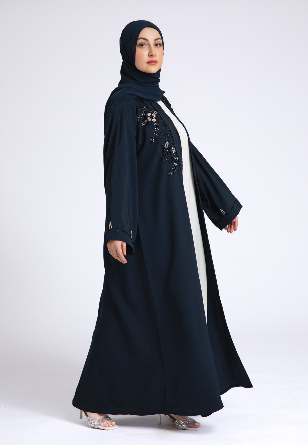 Arabian Night Navy Embellished Open Abaya