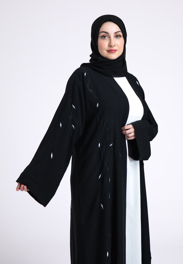 Arwa Black Open Abaya