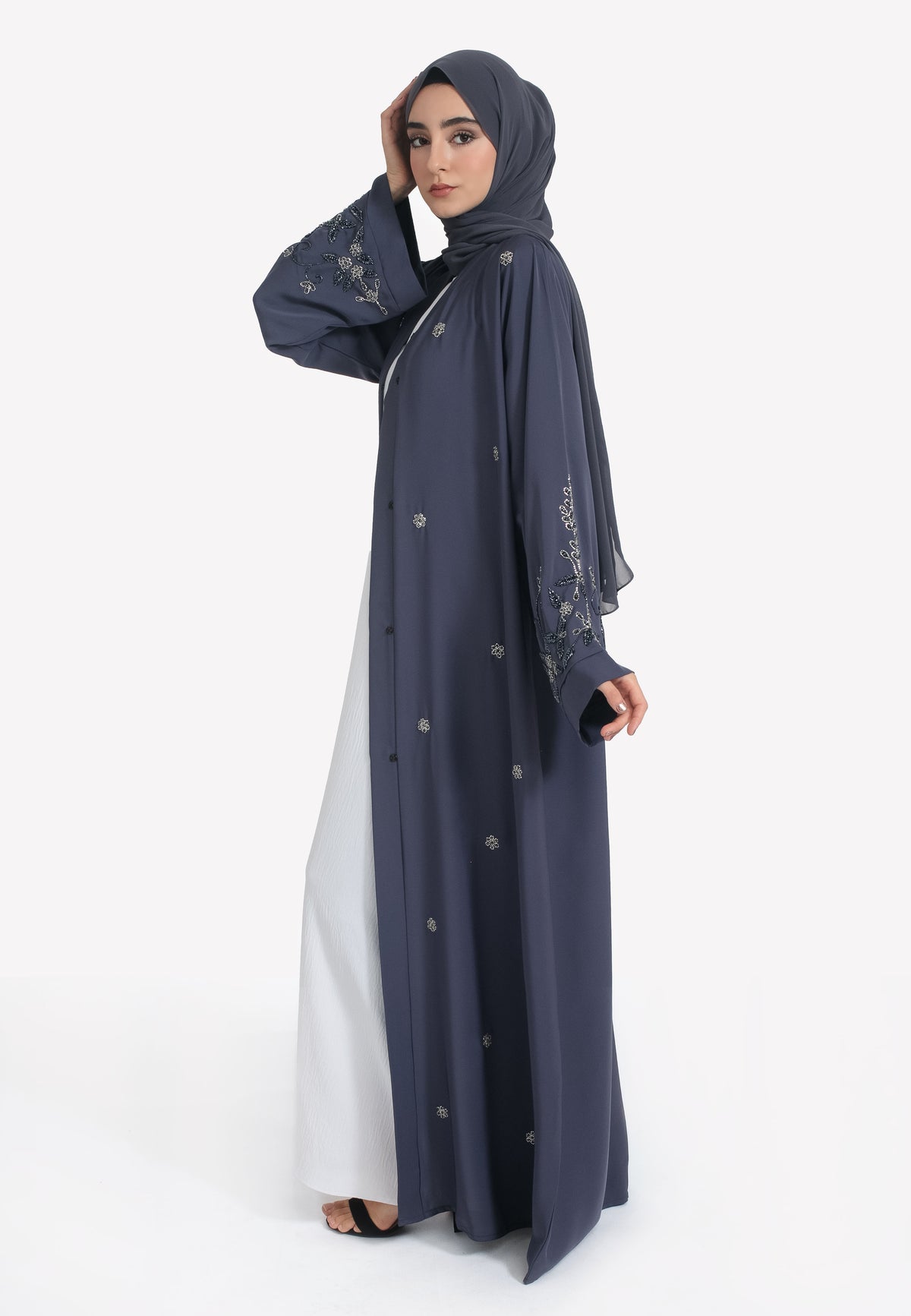 Left Side of Ash Grey Abaya