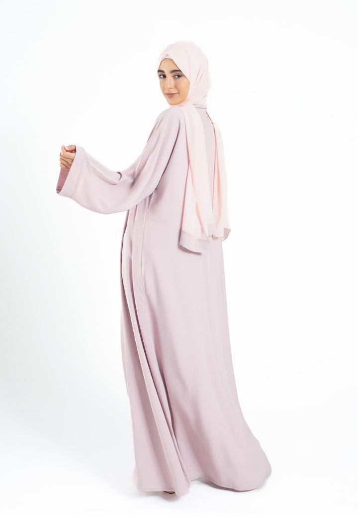 Baby Pink Plain Open Abaya