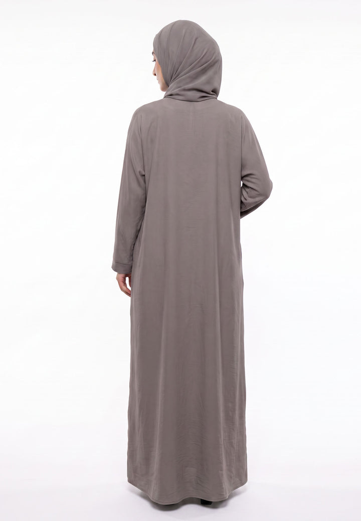Luxury Bedrock Everyday Closed Abaya with Zip Pockets – Crepe