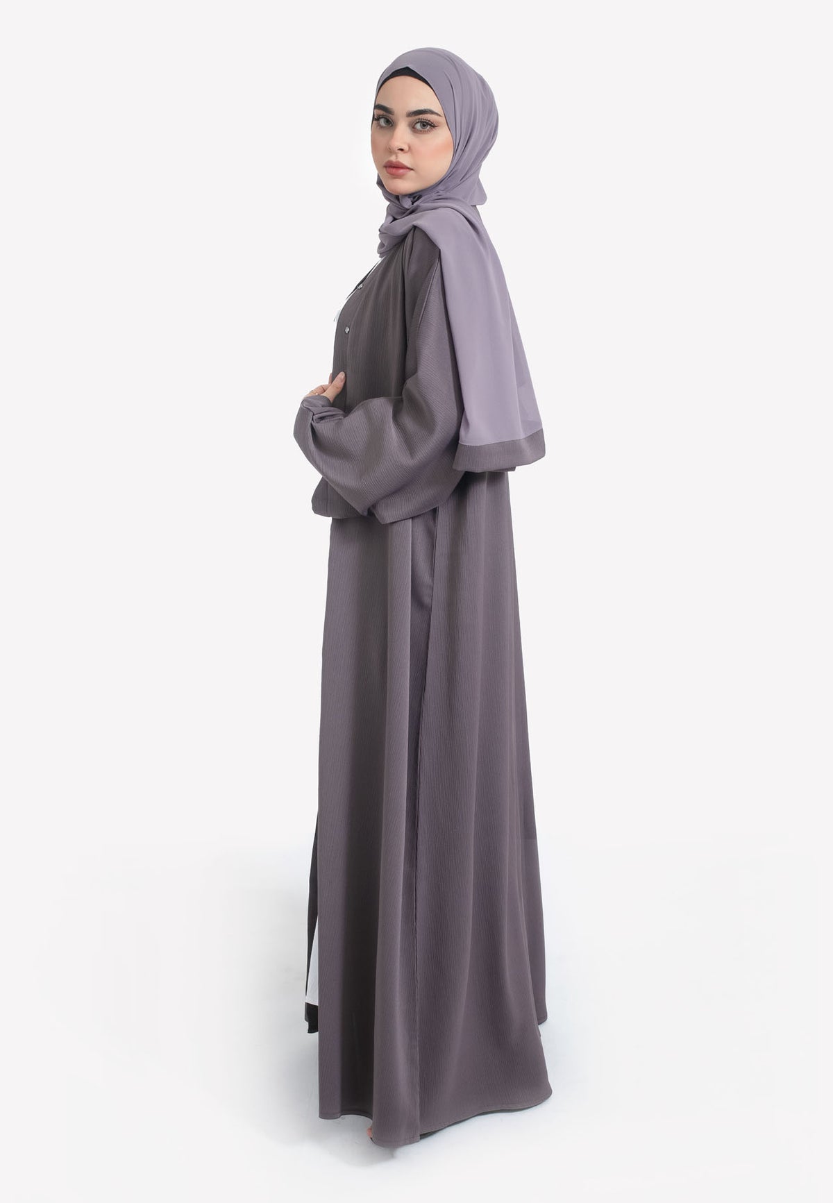 Bedrock Textured Open Abaya - Side