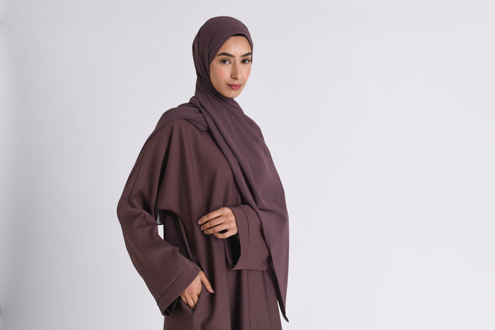 Bedrock Taupe Textured Abaya With Pockets