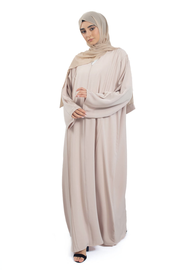 Beige Abaya With Pleats