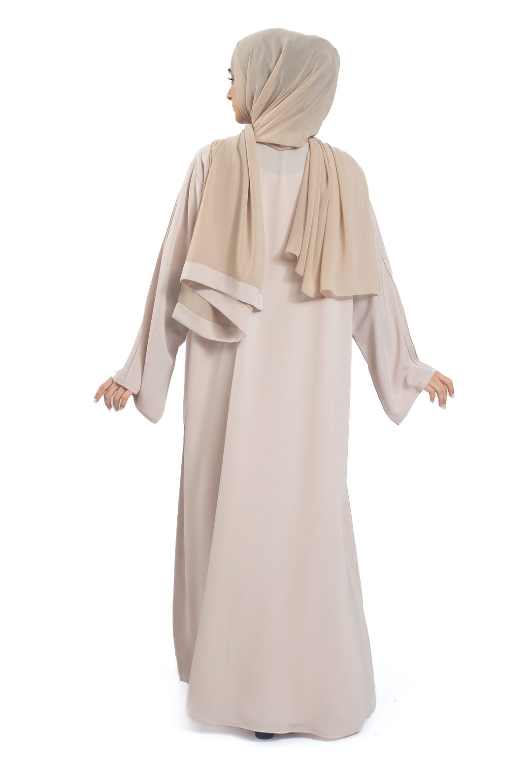 Back of Beige Abaya With Pleats