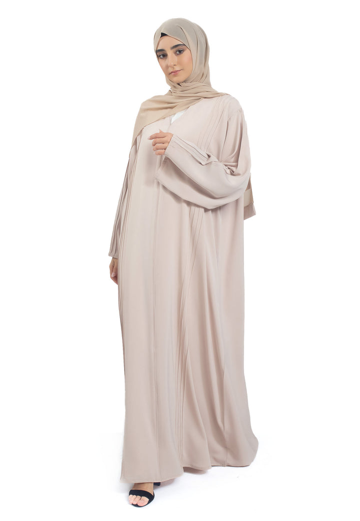 Beige Abaya With Pleats