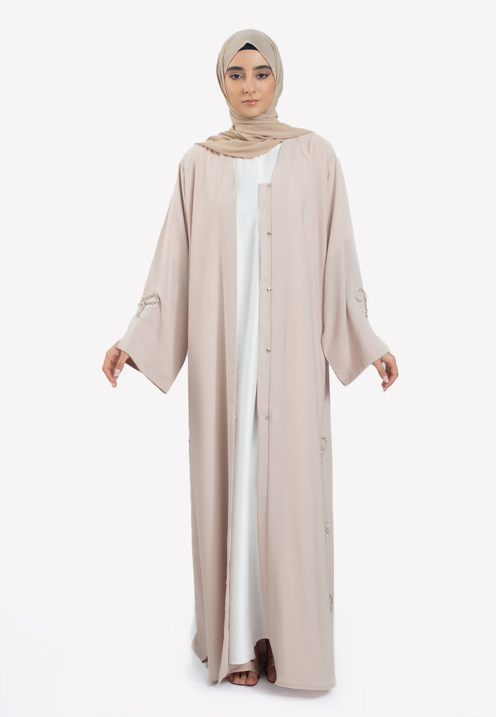 Front Open - Bow Embellished Open Abaya