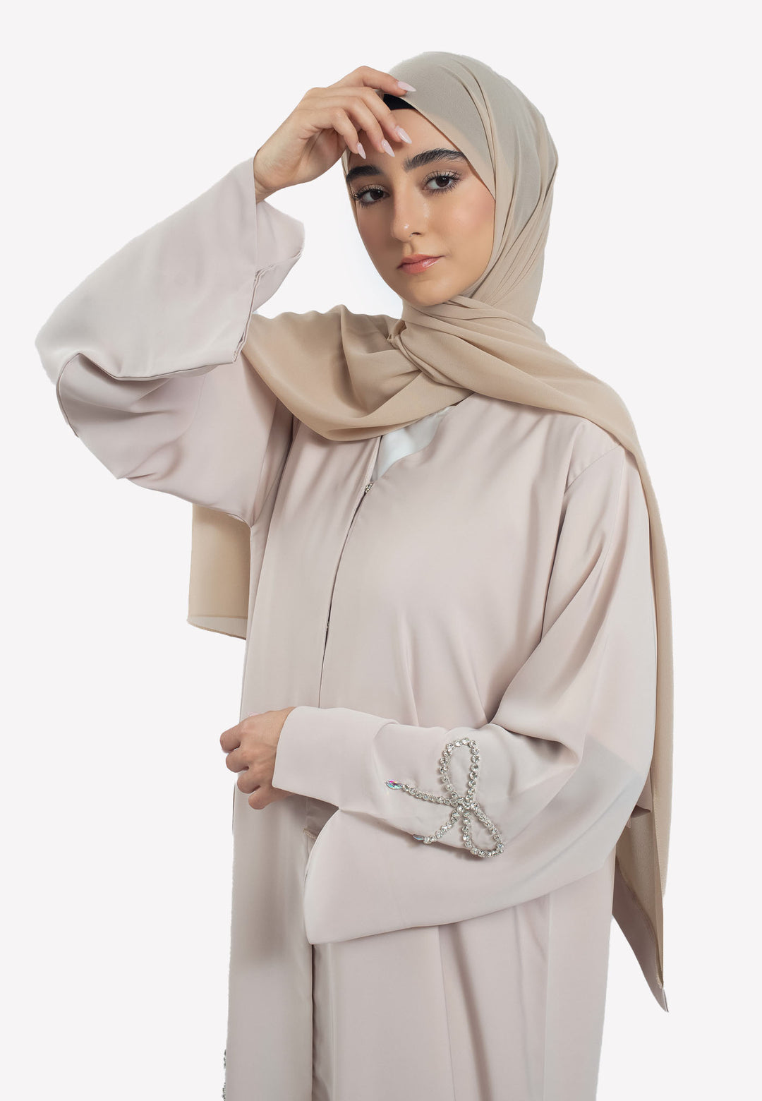 Bow Embellished Open Abaya