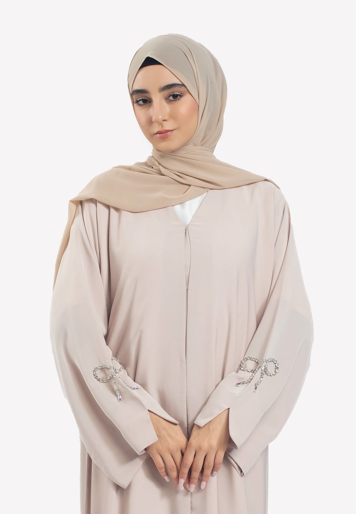 Sleeves - Bow Embellished Open Abaya