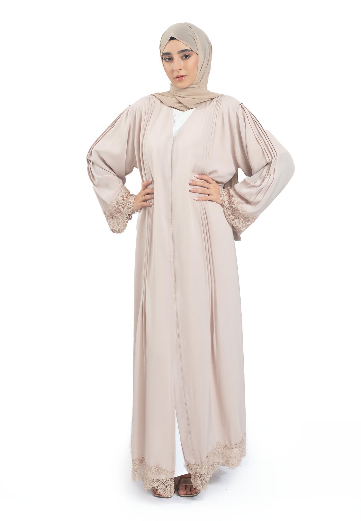 Beige Abaya with Intricate Details