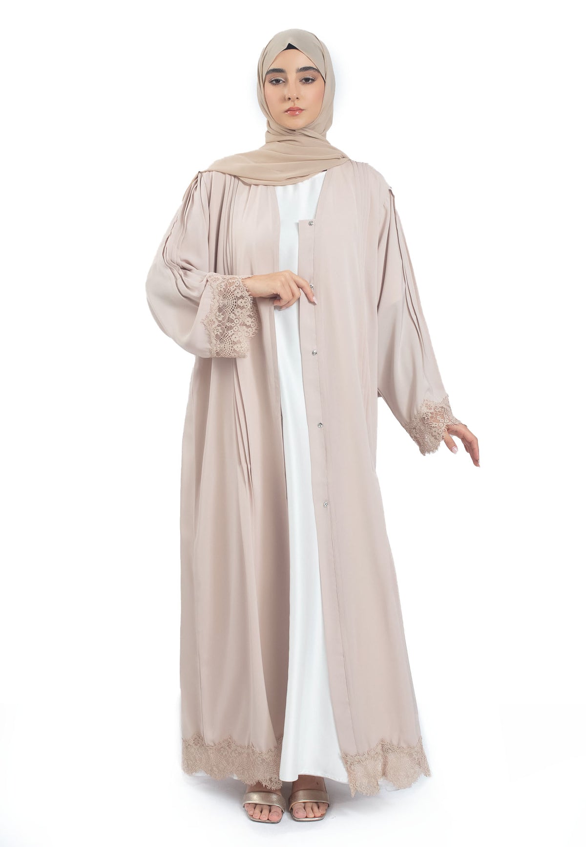 Beige Abaya with Intricate Details