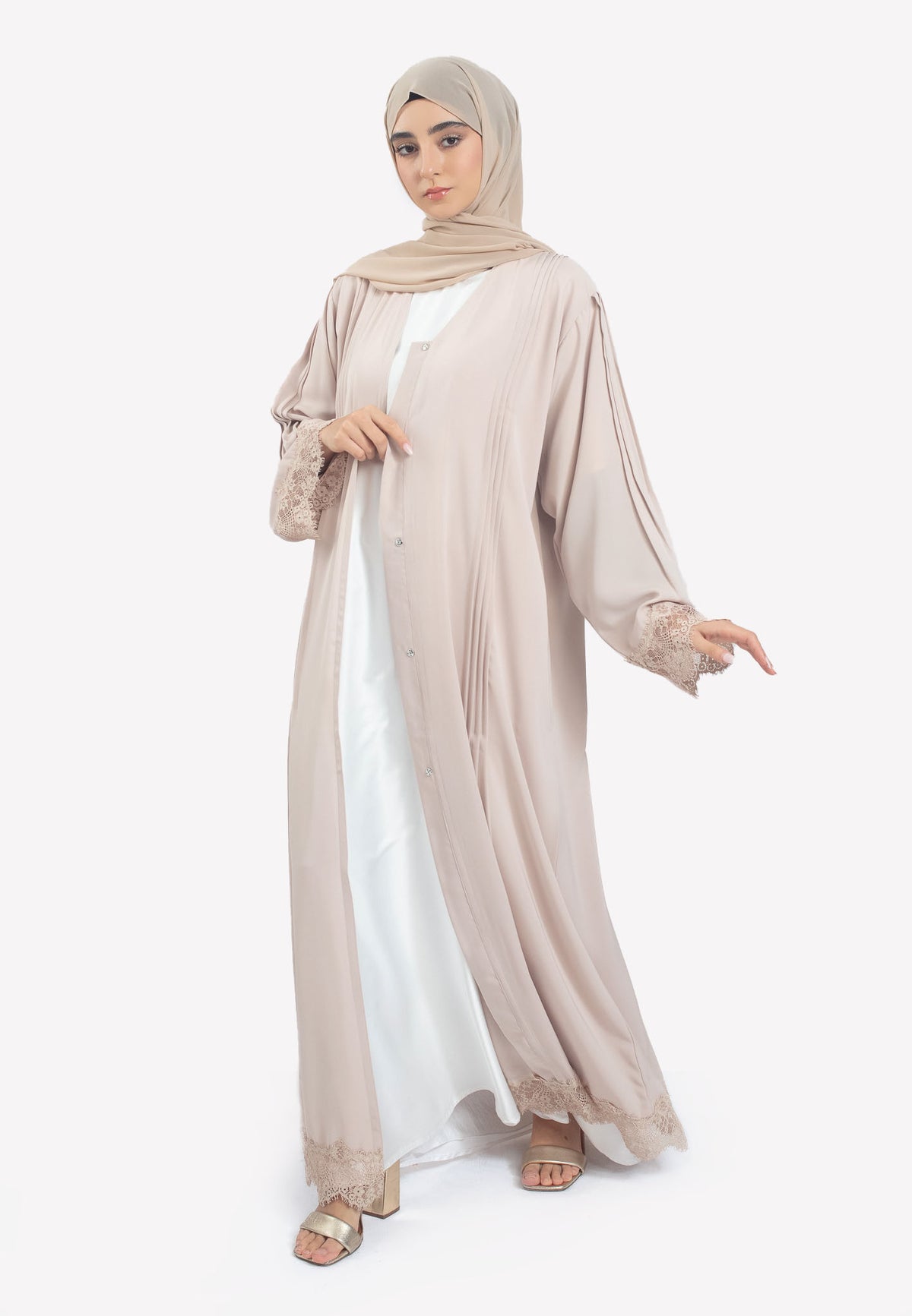 Beige Abaya with Intricate Details