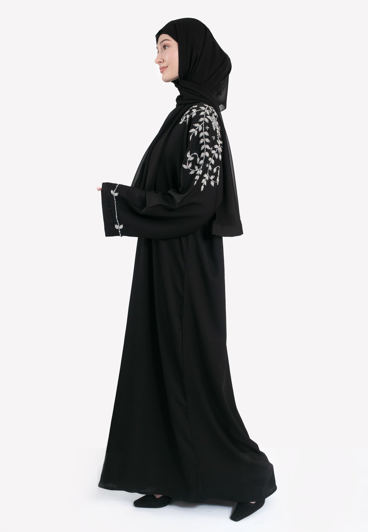 Black Closed Abaya with Embellishments
