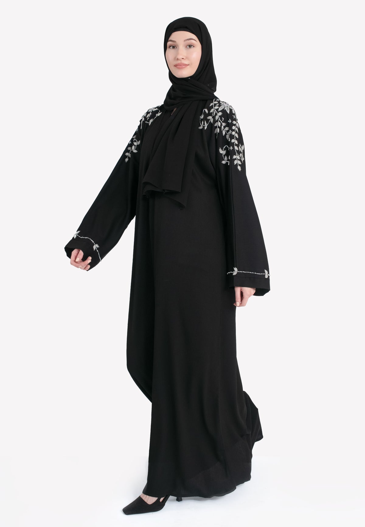 Black Closed Abaya with Embellishments