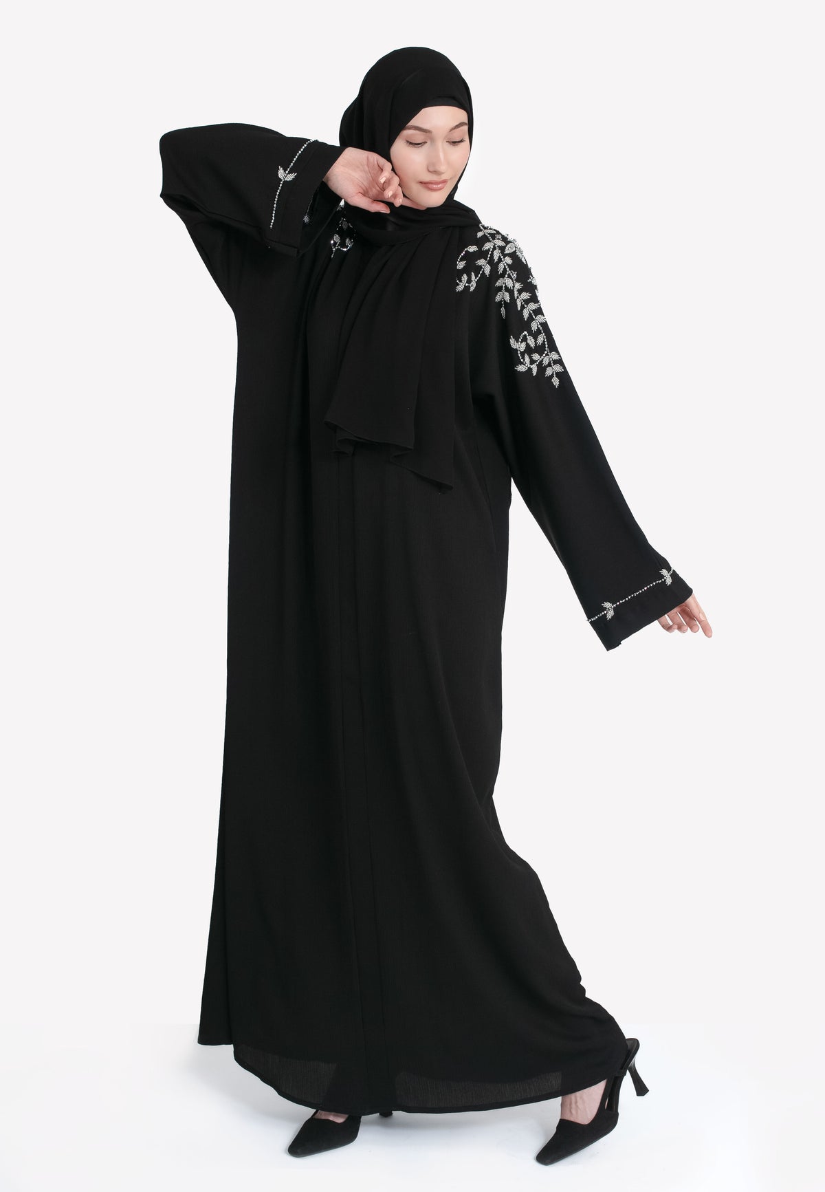 Black Closed Abaya with Embellishments