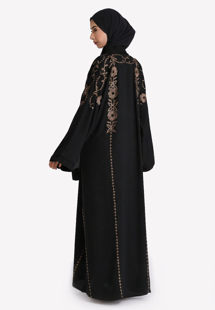 Black Embroidered Closed Abaya (Premium)