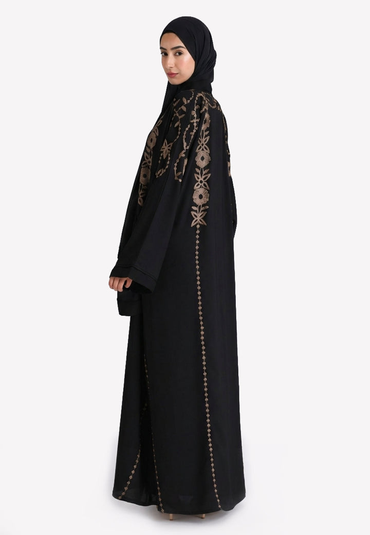 Black Embroidered Closed Abaya (Premium)