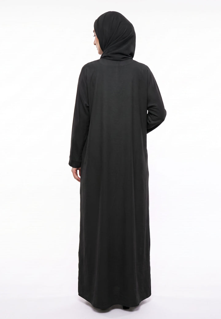 Black Crepe Abaya with Pockets - Back
