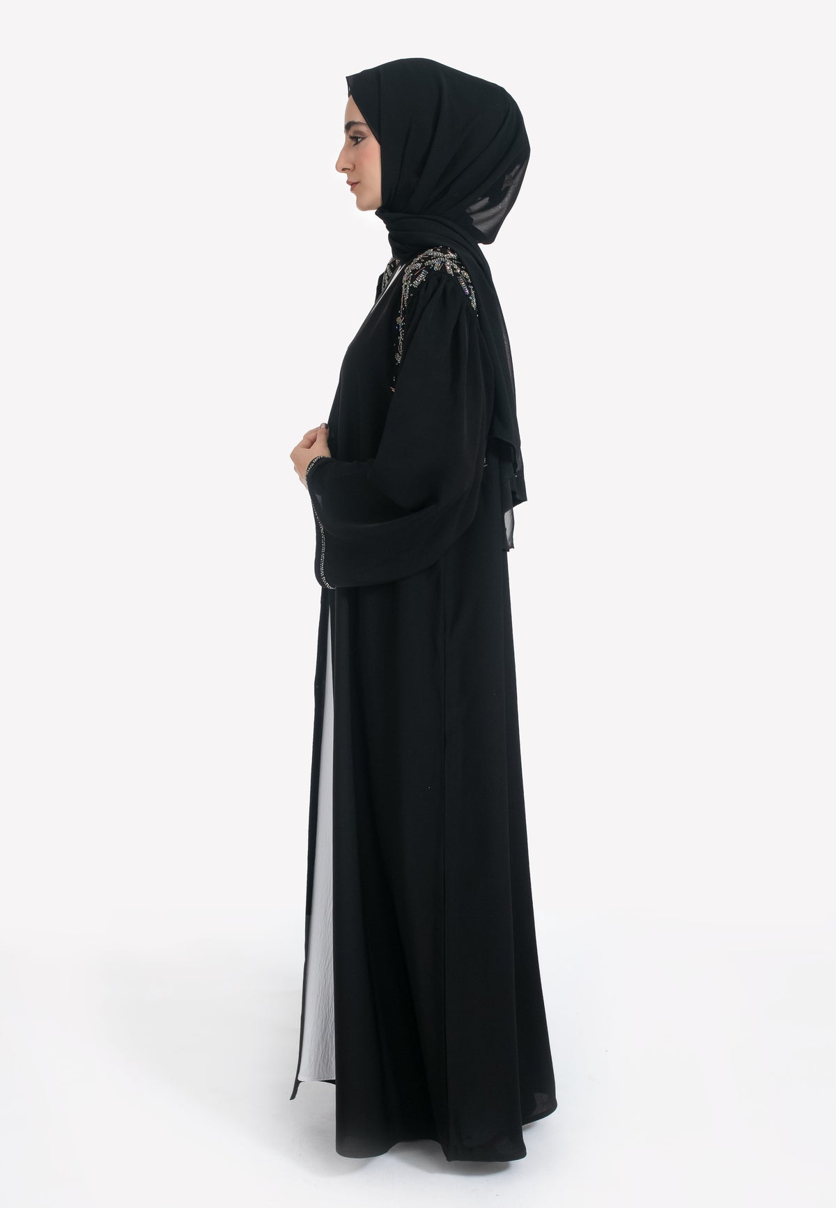 Black Crystal Abaya - Side