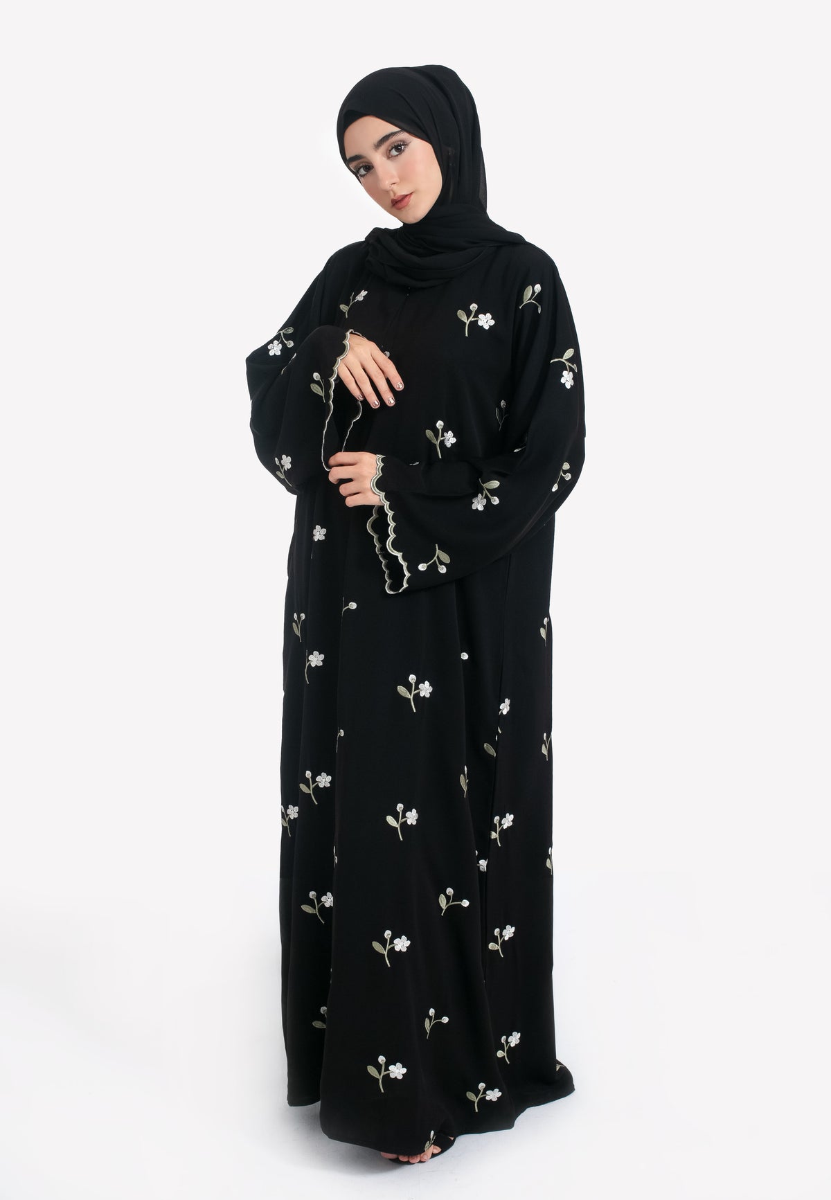 Closed Embroidered Floral Abaya