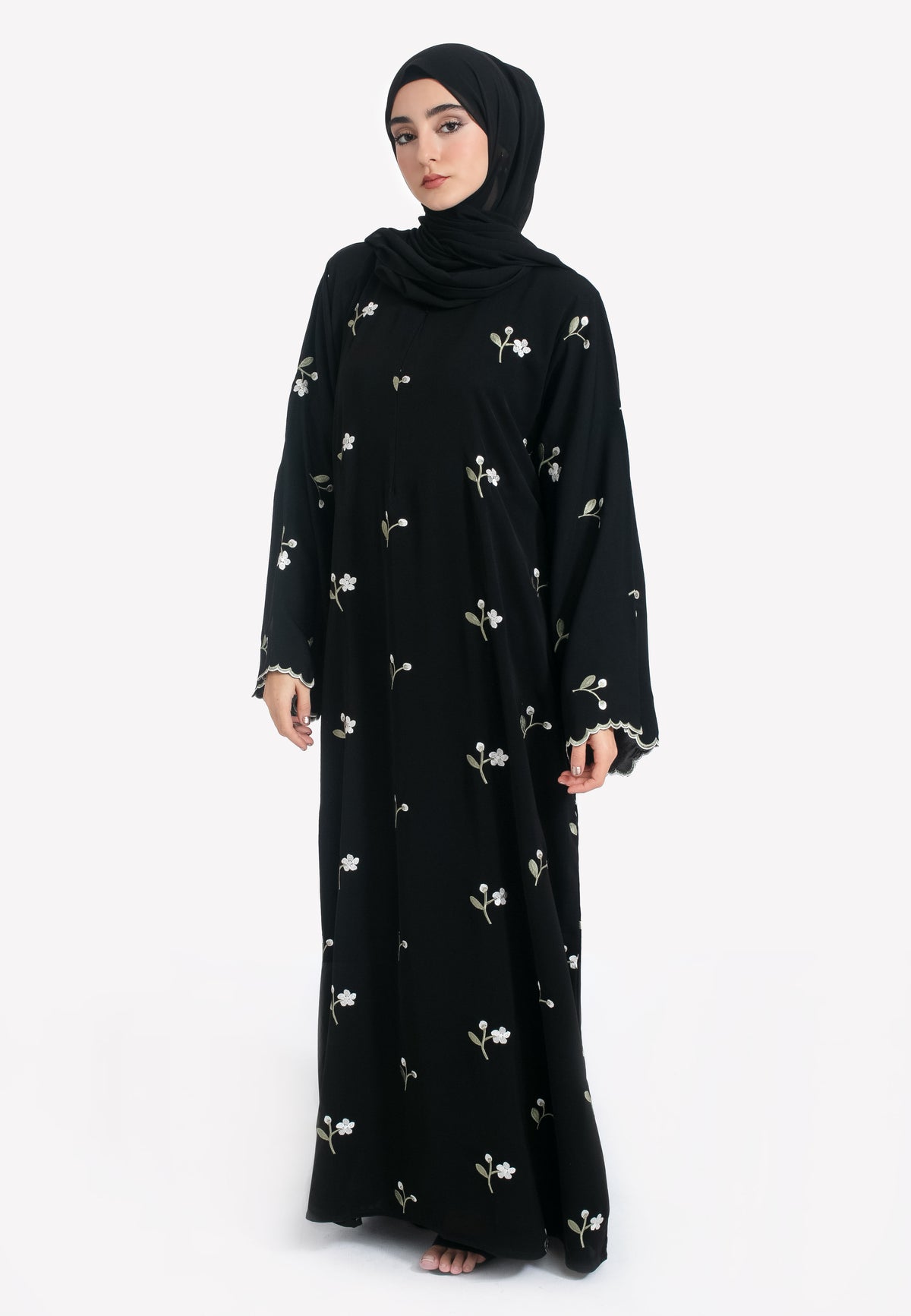 Black Embroidered Nursing Abaya