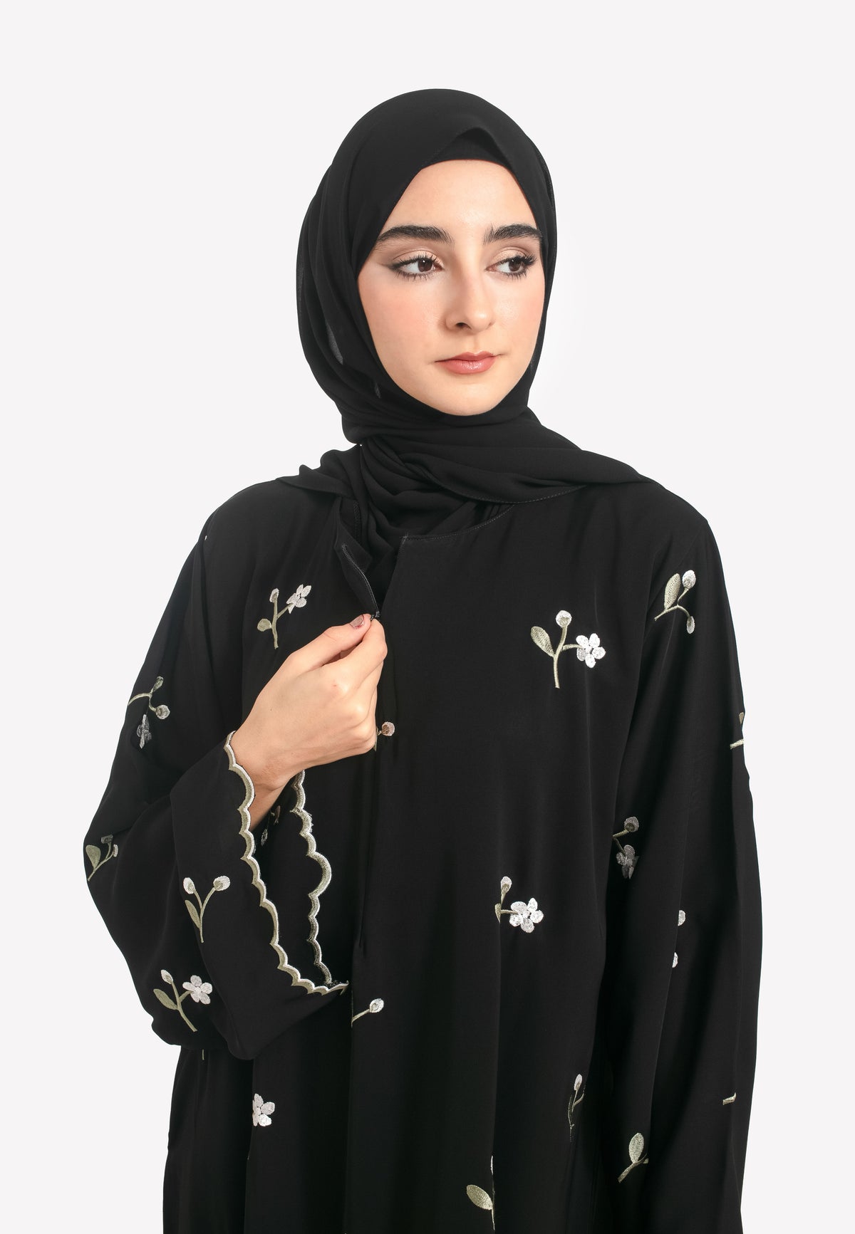 Black Nursing Abaya with Front Zip
