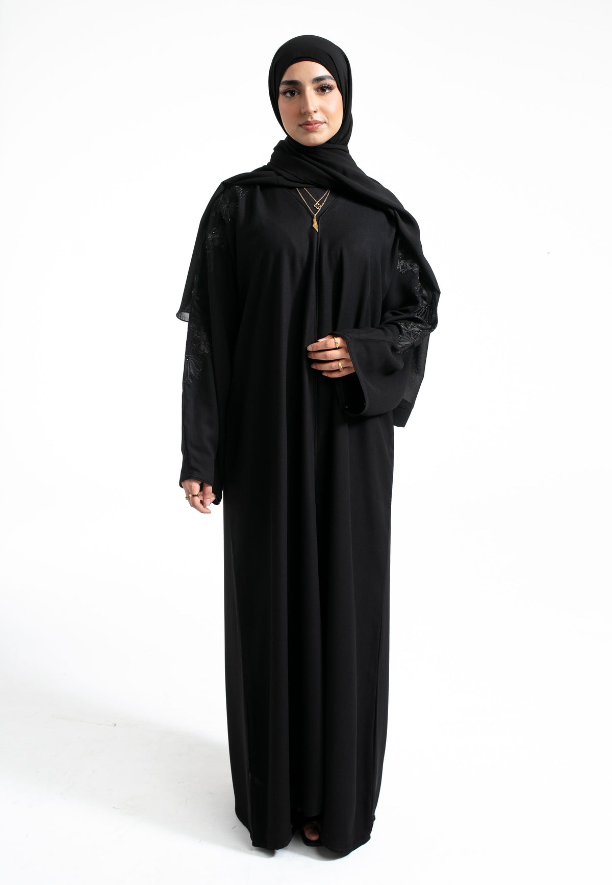 Black Embroidered Closed Abaya