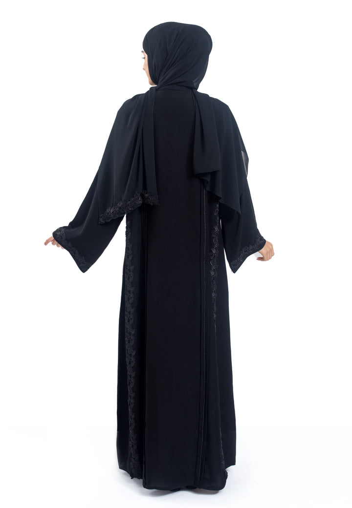 Back of Black Intricate Abaya