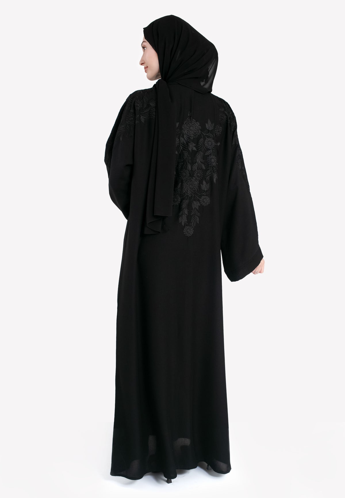 Black on Black Embroidered Abaya