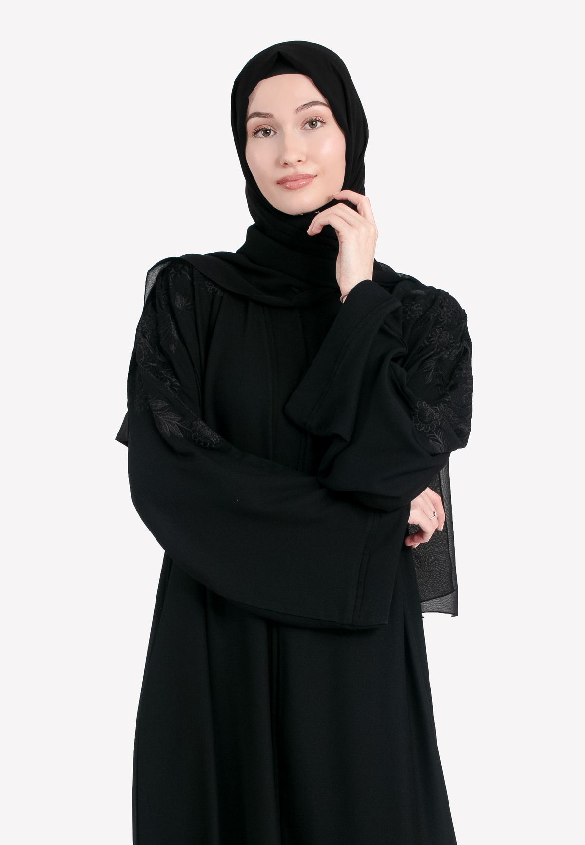 Black on Black Embroidered Abaya