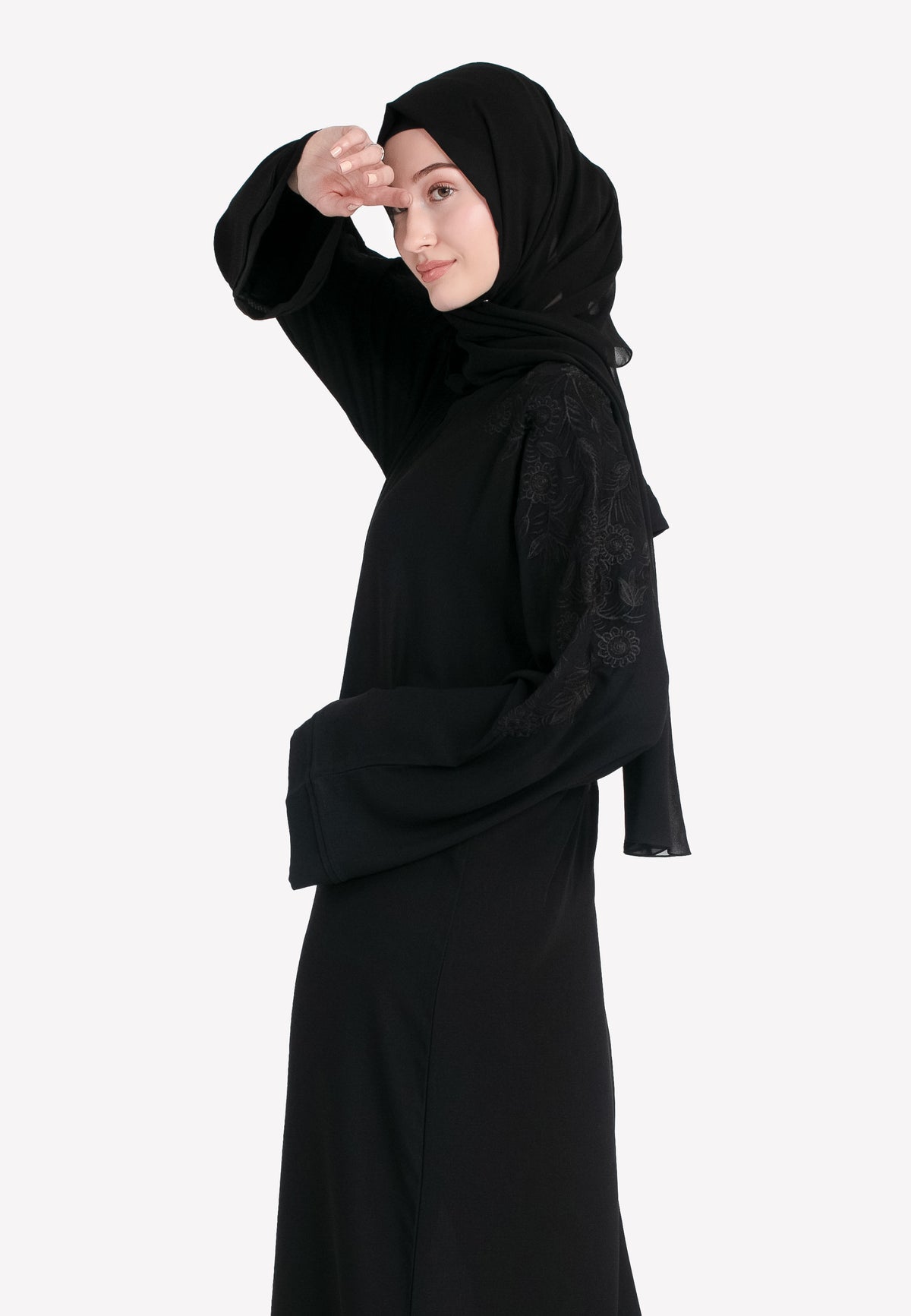 Black on Black Embroidered Abaya
