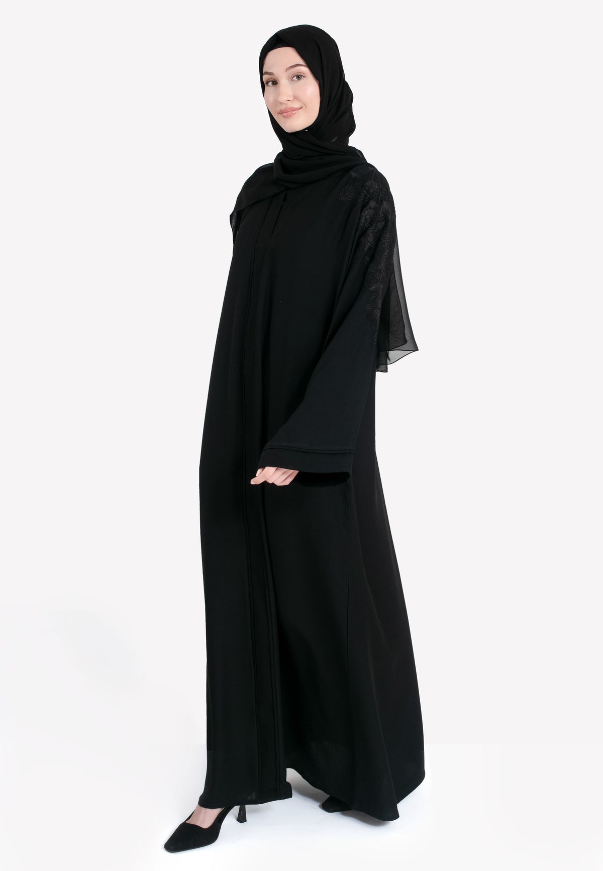 Black on Black Embroidered Abaya