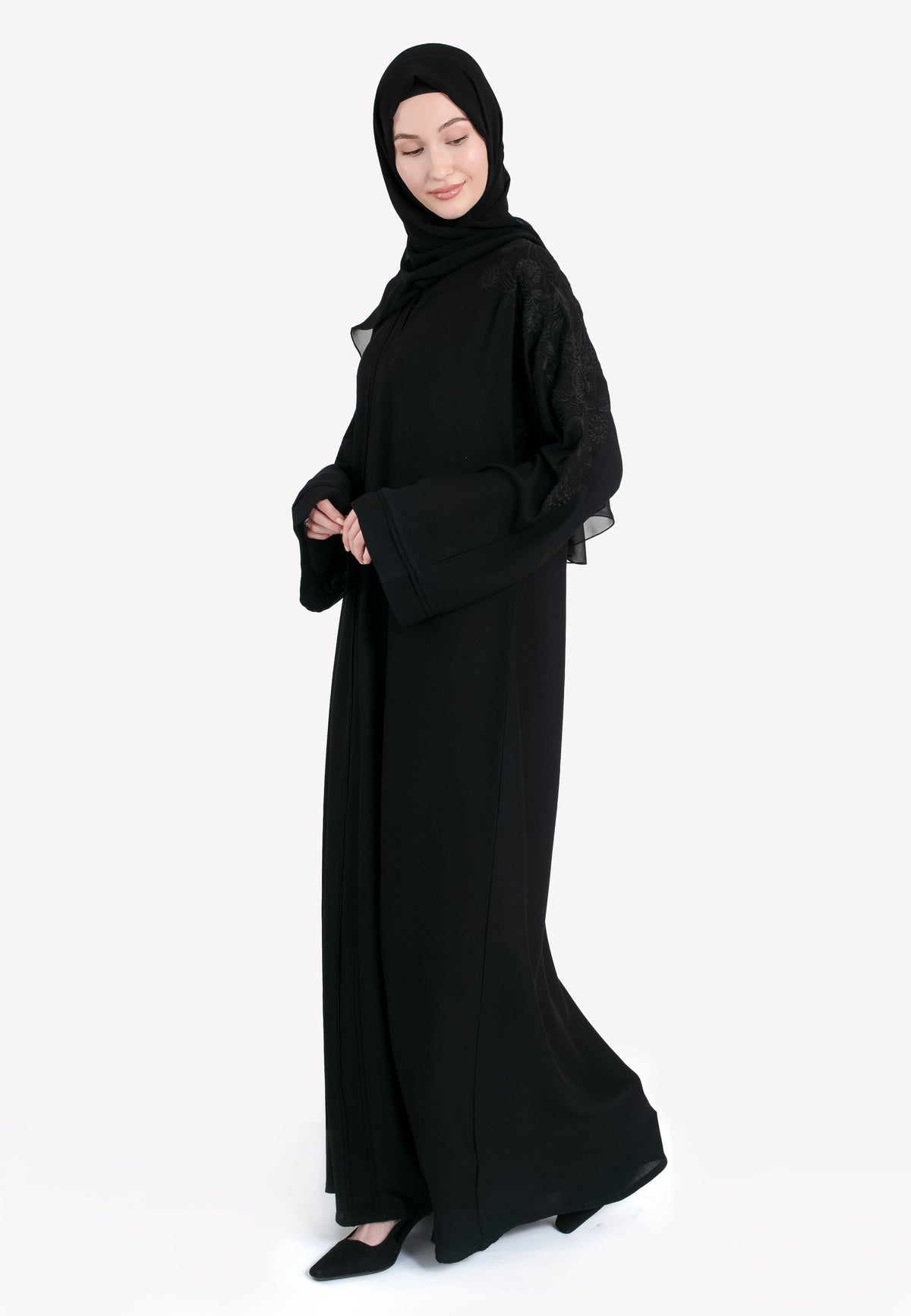 Black on Black Embroidered Abaya