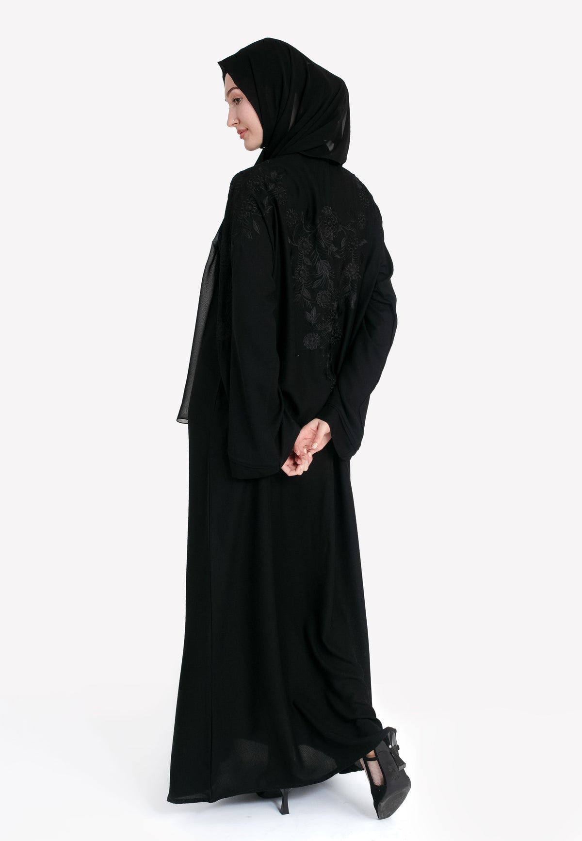 Black on Black Embroidered Abaya