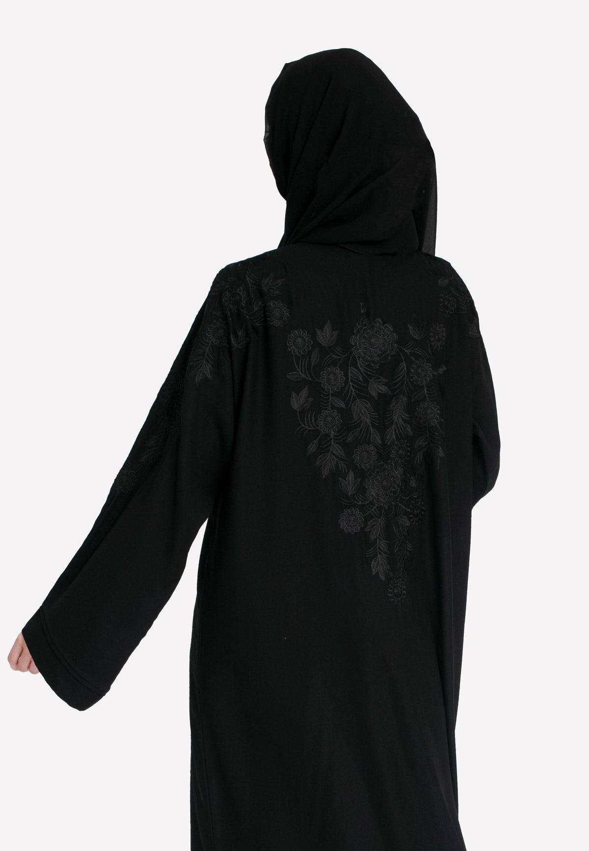 Black Floral Embroidered Abaya