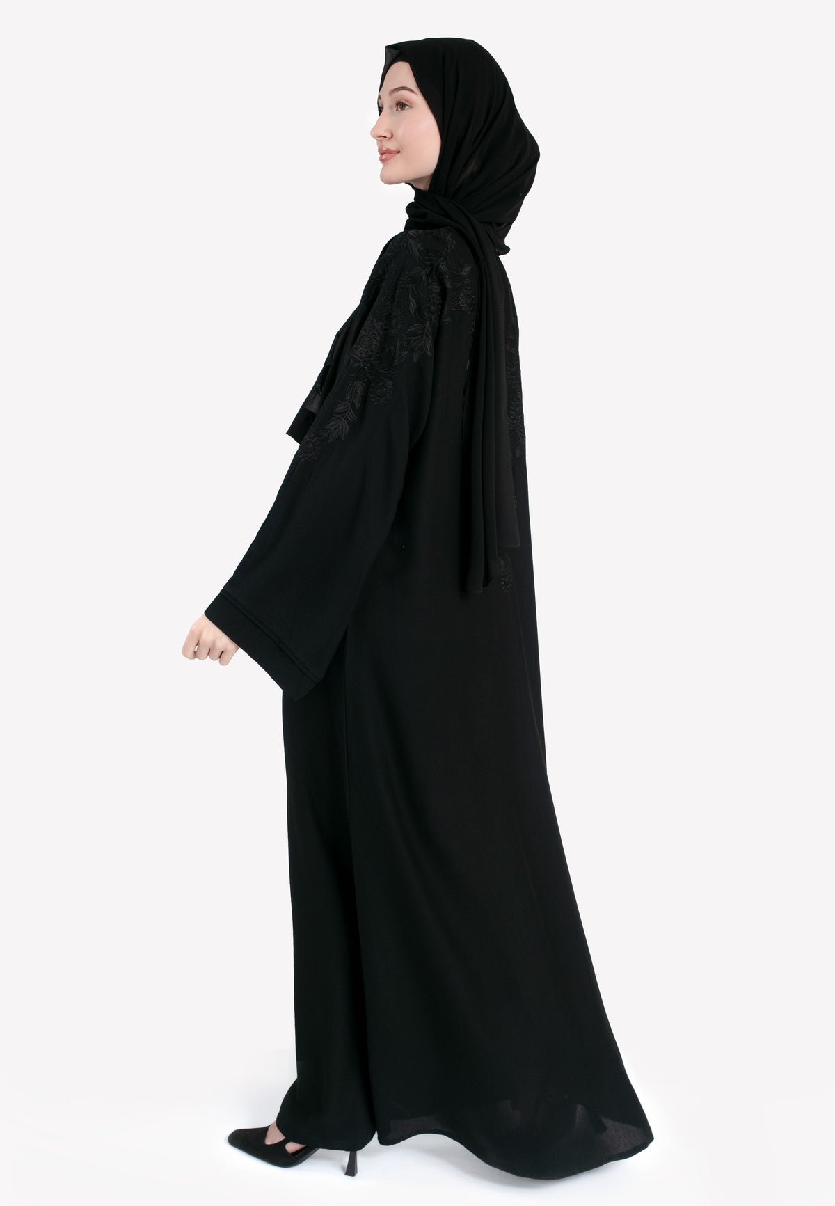 Black on Black Embroidered Abaya