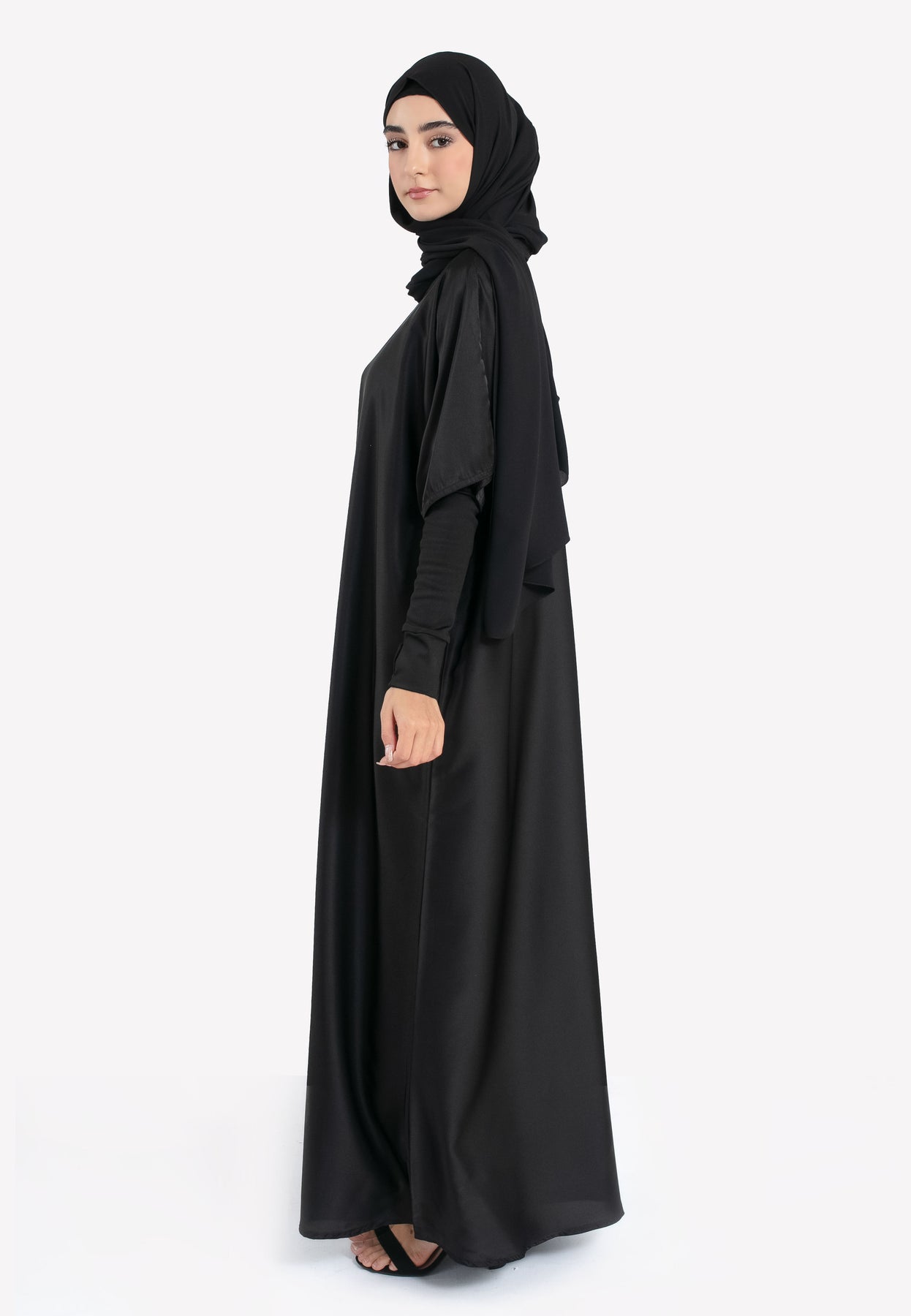 Premium Black Satin Inner Slip Dress | Hayah Al-Muslimah Premium Black Satin Inner Slip Dress | Hayah Al-Muslimah