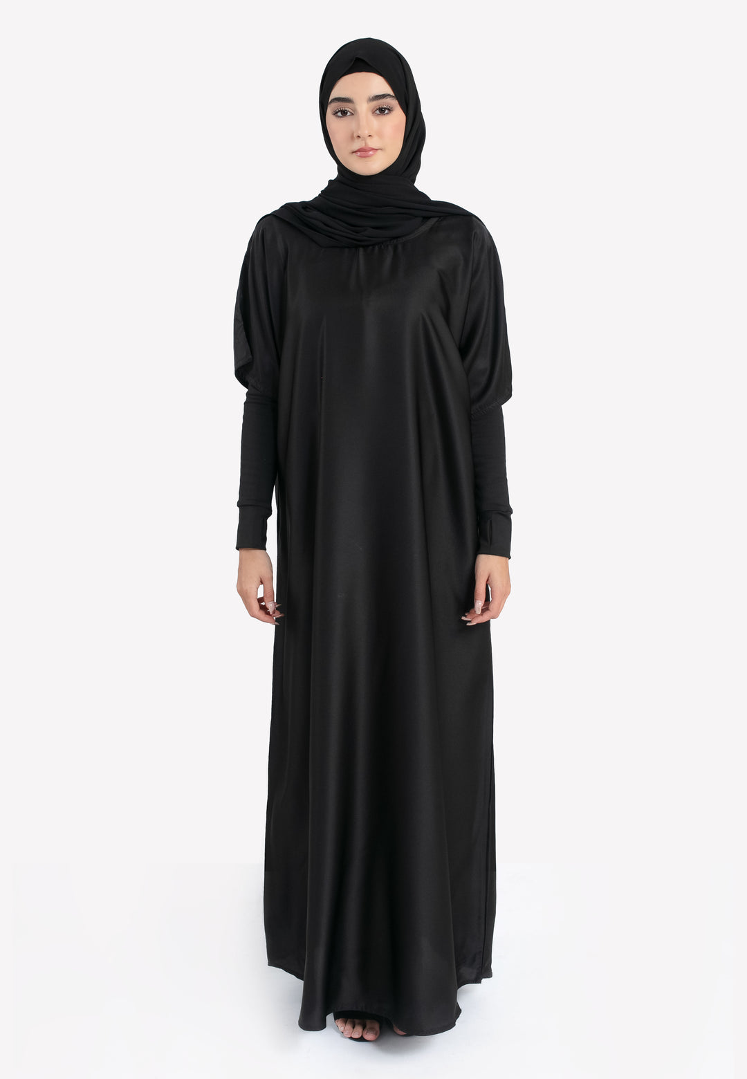 Premium Black Satin Inner Slip Dress | Hayah Al-Muslimah Premium Black Satin Inner Slip Dress | Hayah Al-Muslimah