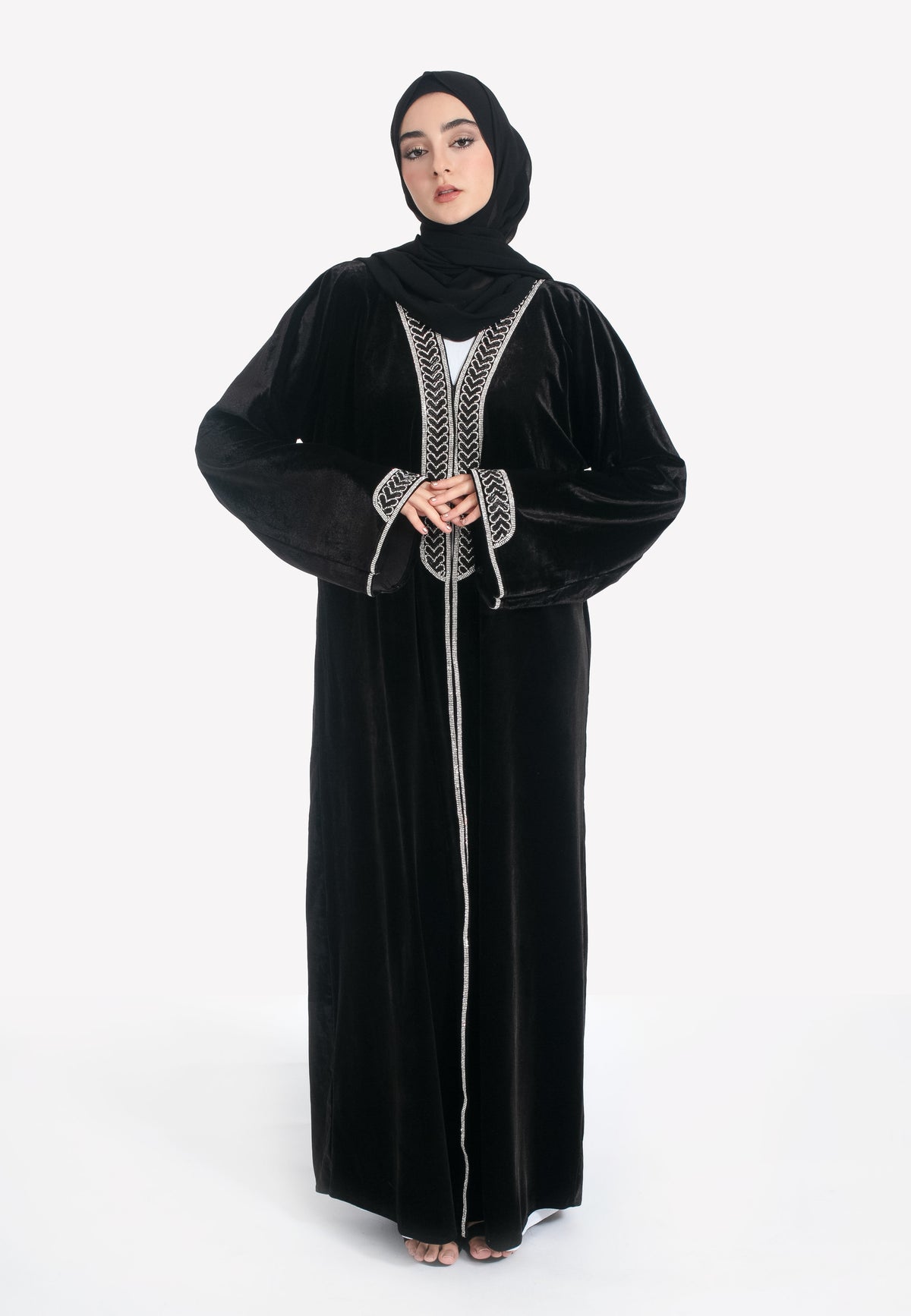 Black Velvet Abaya - Closed