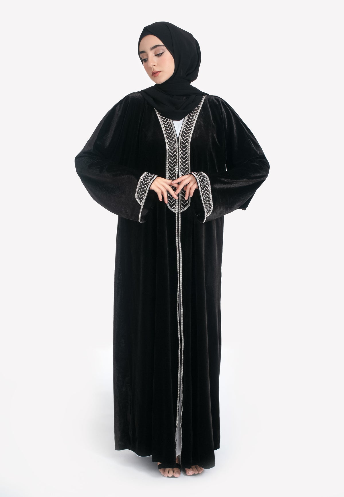 Black Velvet Abaya - Front